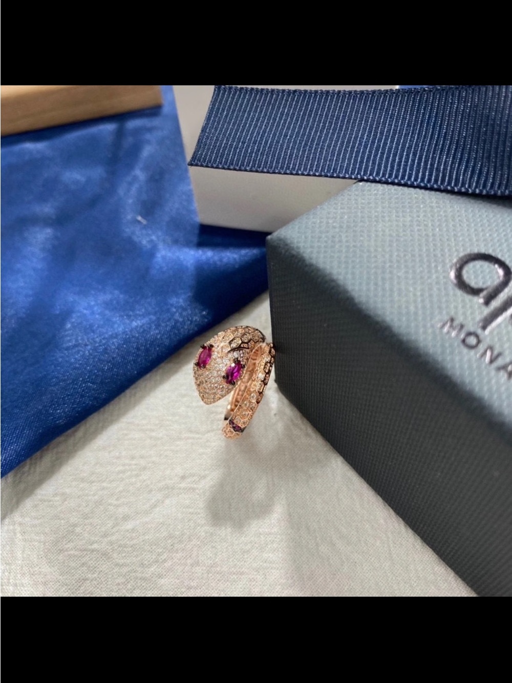 Gold Snake Wrap Ring with Red Gem Accents - Women Jewelry